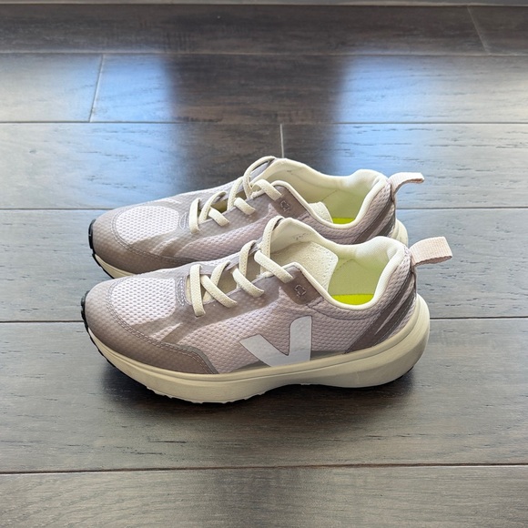 Veja Light Gray Sneakers with Neon Accents